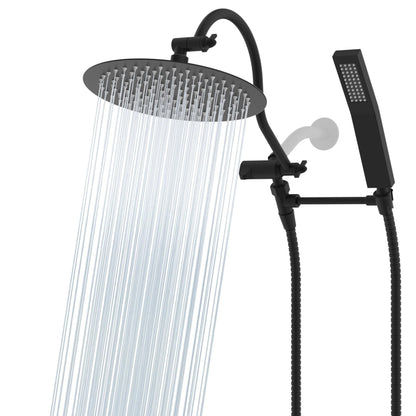 Pommeau de douche à effet pluie haute pression tout en métal de 10 pouces avec pommeau combiné à main