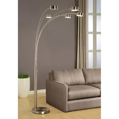 Lampadaire arqué en acier brossé Charlie de Strick &amp; Bolton à 5 lumières