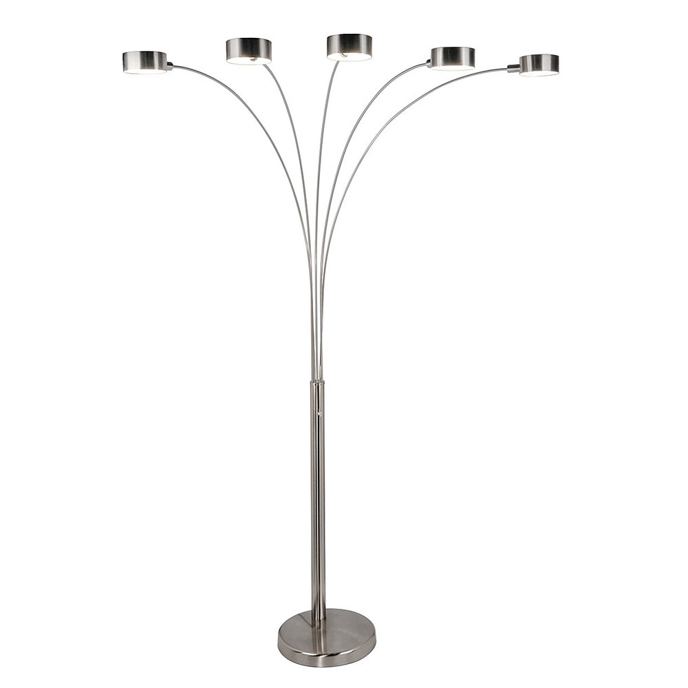 Lampadaire arqué en acier brossé Charlie de Strick &amp; Bolton à 5 lumières