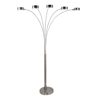 Lampadaire arqué en acier brossé Charlie de Strick &amp; Bolton à 5 lumières