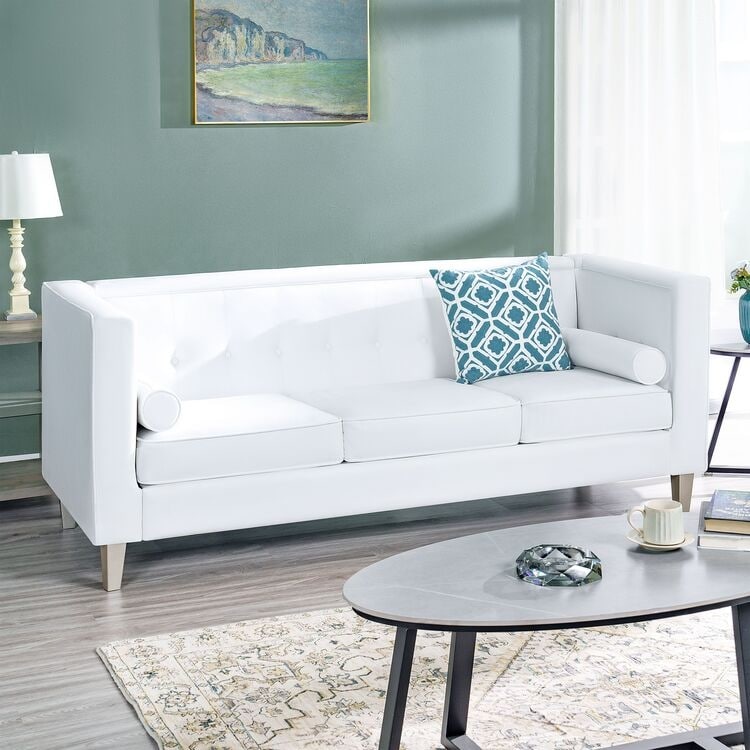 Sofa for Living Room Mid Century Sofa Tufted Cushion Solid Wooden Legs for Living Room Bedroom Comfy