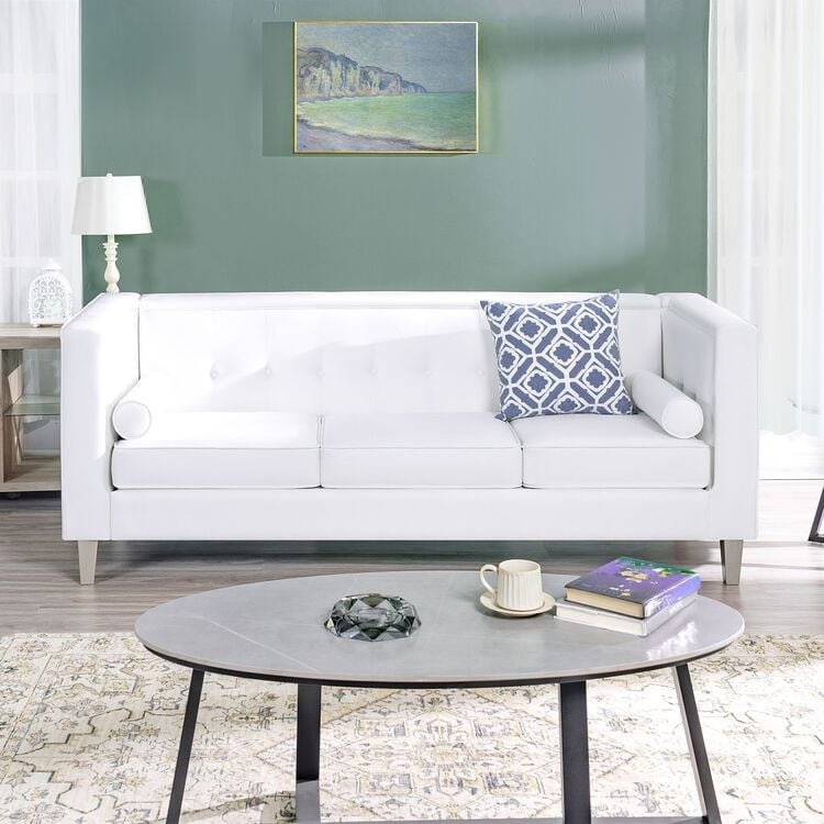 Sofa for Living Room Mid Century Sofa Tufted Cushion Solid Wooden Legs for Living Room Bedroom Comfy