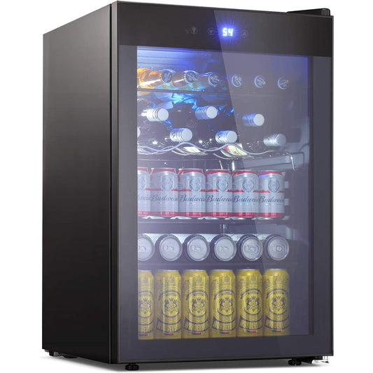 Cave à vin de 4,4 pi³ avec éclairage LED et boutons tactiles, étagères amovibles, moins de 38 dB