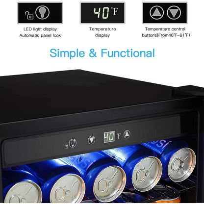 Cave à vin de 4,4 pi³ avec éclairage LED et boutons tactiles, étagères amovibles, moins de 38 dB