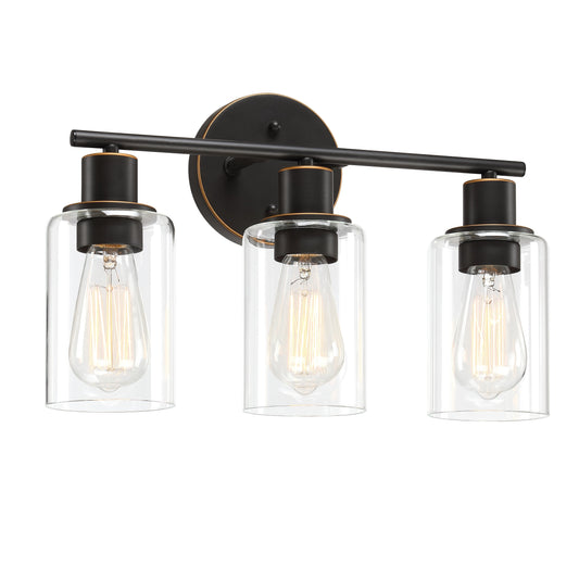 Luminaire de salle de bain à 3 lumières de 17 po, en bronze huilé, pour meuble-lavabo
