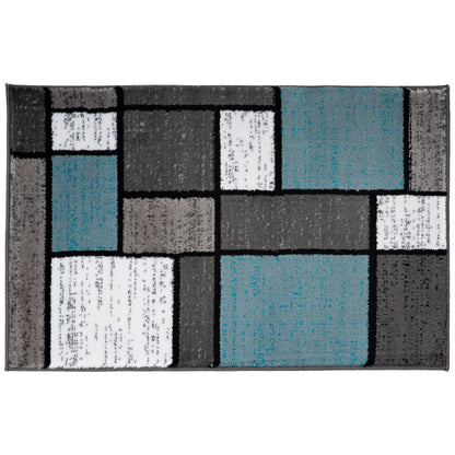 Tapis contemporain moderne à blocs de couleurs en boîte de la World Rug Gallery