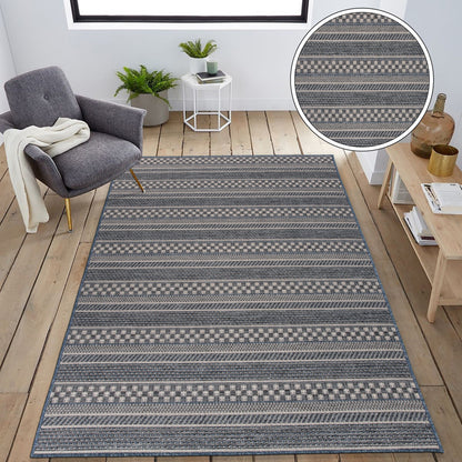 Tapis d'intérieur/extérieur à rayures géométriques bohèmes World Rug Gallery