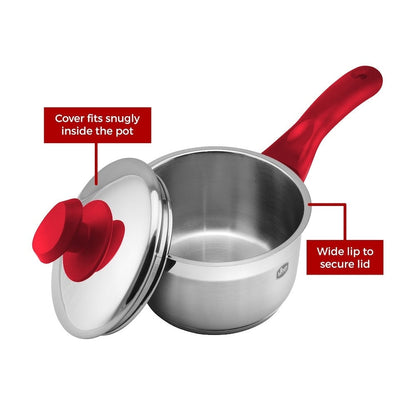 Marmite à sauce professionnelle YBM Home en acier inoxydable 18/10, avec couvercle et base capsule triple épaisseur, compatible induction.