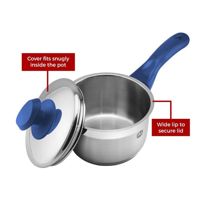 Marmite à sauce professionnelle YBM Home en acier inoxydable 18/10, avec couvercle et base capsule triple épaisseur, compatible induction.