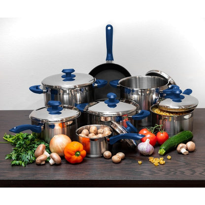Marmite à sauce professionnelle YBM Home en acier inoxydable 18/10, avec couvercle et base capsule triple épaisseur, compatible induction.