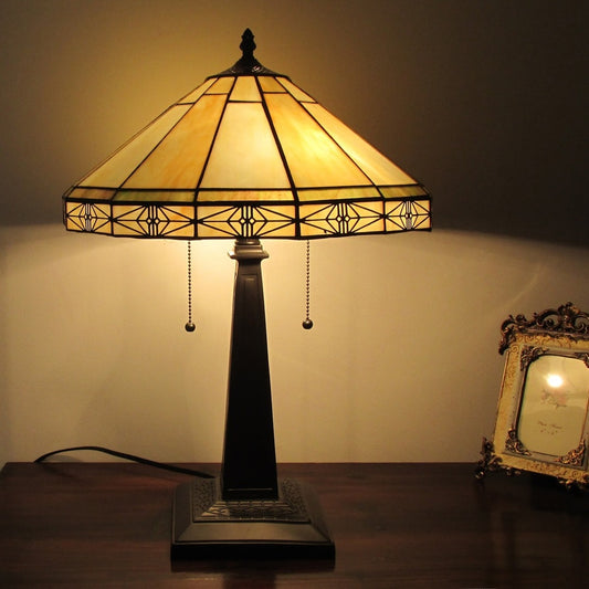 Lampe de table à 2 lumières de style Tiffany Mission Design