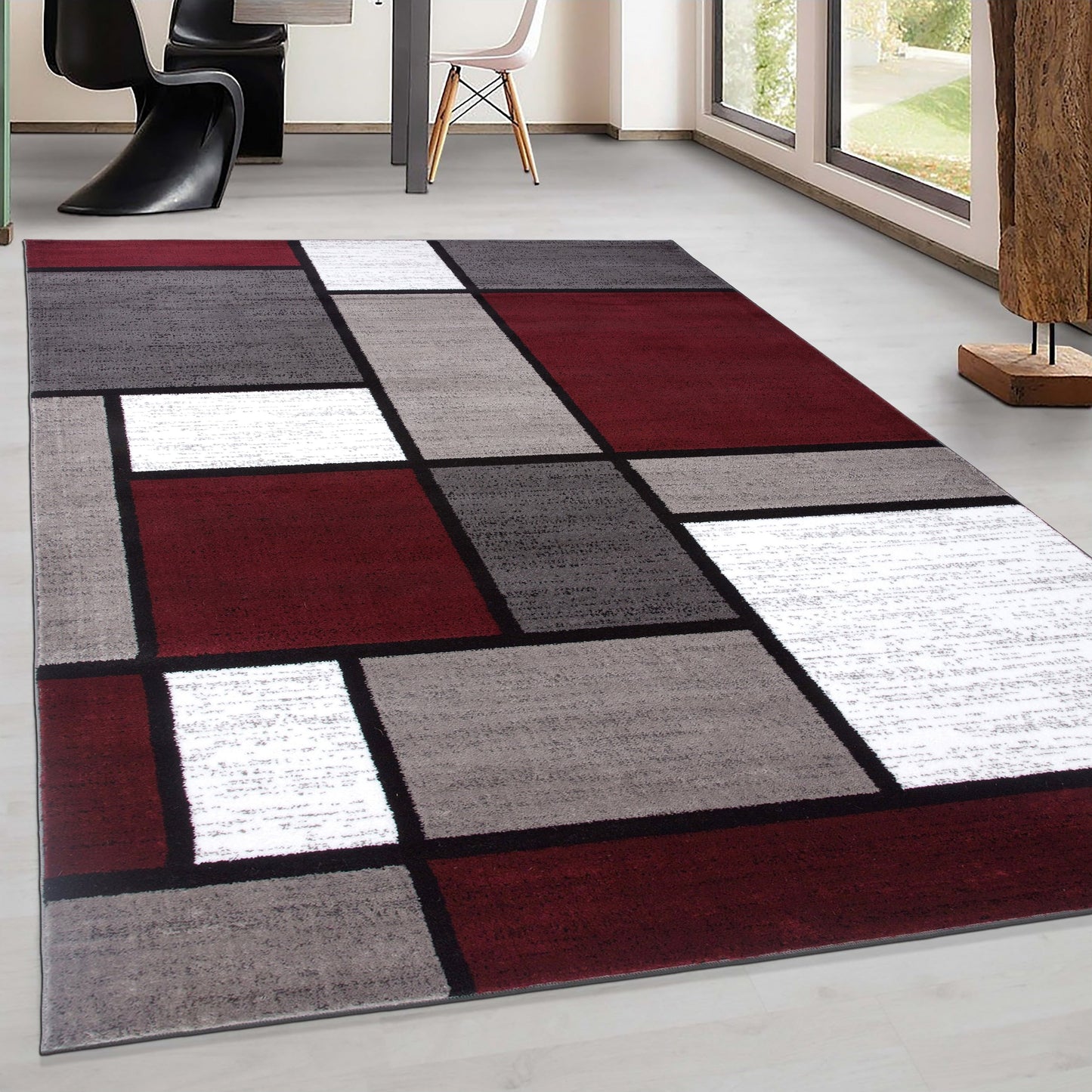 Tapis contemporain moderne à blocs de couleurs en boîte de la World Rug Gallery