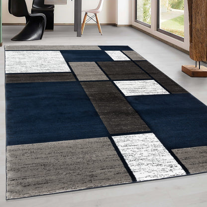 Tapis contemporain moderne à blocs de couleurs en boîte de la World Rug Gallery