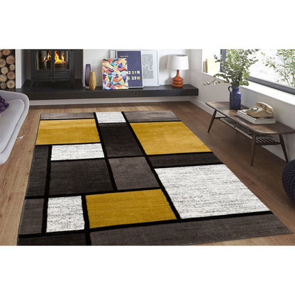 Tapis contemporain moderne à blocs de couleurs en boîte de la World Rug Gallery