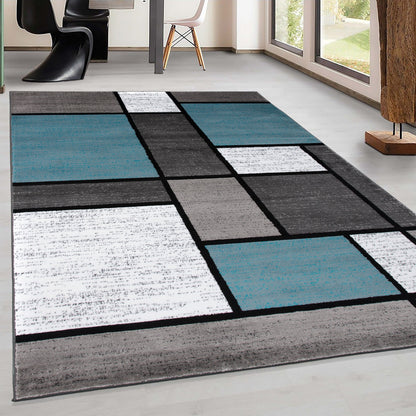 Tapis contemporain moderne à blocs de couleurs en boîte de la World Rug Gallery