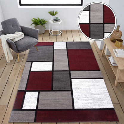 Tapis contemporain moderne à blocs de couleurs en boîte de la World Rug Gallery