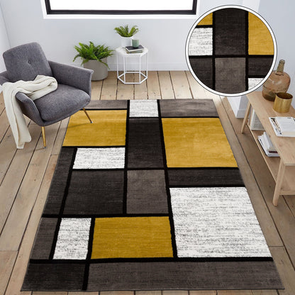 Tapis contemporain moderne à blocs de couleurs en boîte de la World Rug Gallery