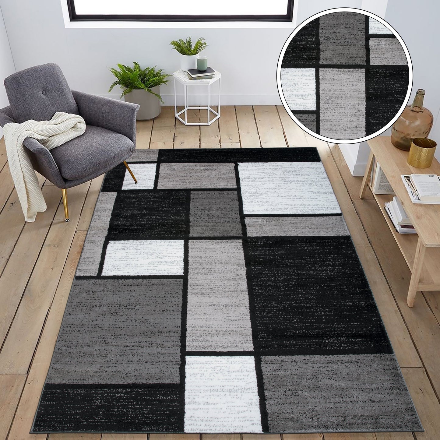 Tapis contemporain moderne à blocs de couleurs en boîte de la World Rug Gallery
