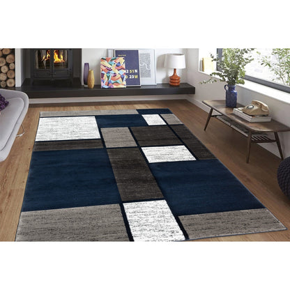Tapis contemporain moderne à blocs de couleurs en boîte de la World Rug Gallery