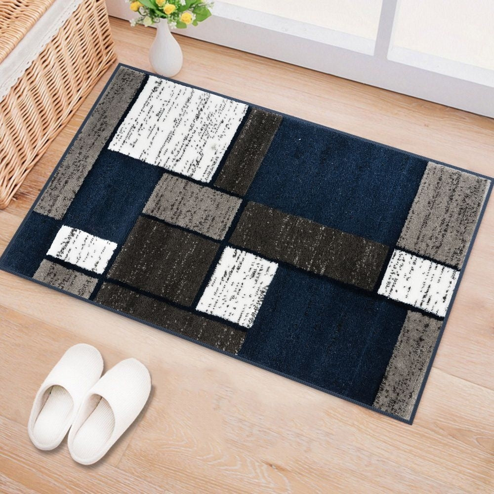 Tapis contemporain moderne à blocs de couleurs en boîte de la World Rug Gallery
