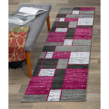 Tapis contemporain moderne à blocs de couleurs en boîte de la World Rug Gallery