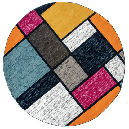 Tapis contemporain moderne à blocs de couleurs en boîte de la World Rug Gallery