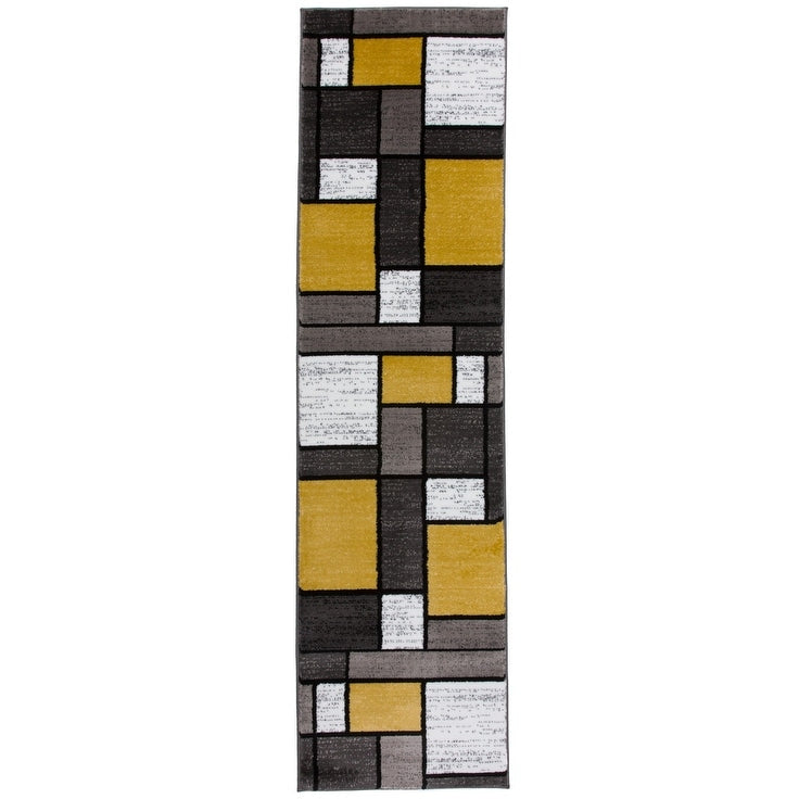 Tapis contemporain moderne à blocs de couleurs en boîte de la World Rug Gallery