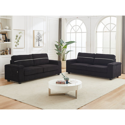 Deep Seat 86.5 Sofa with Storage, USB Charging, and Cup Holders - Comfortable Corduroy Couch
