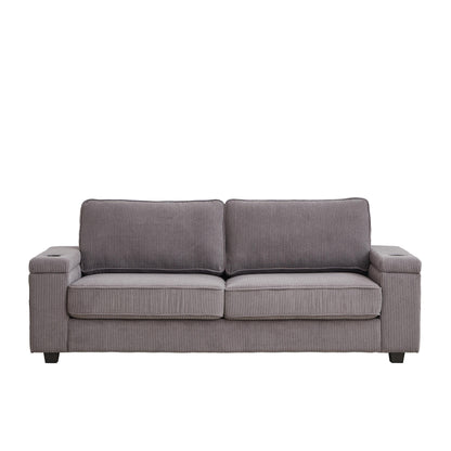 Deep Seat 86.5 Sofa with Storage, USB Charging, and Cup Holders - Comfortable Corduroy Couch