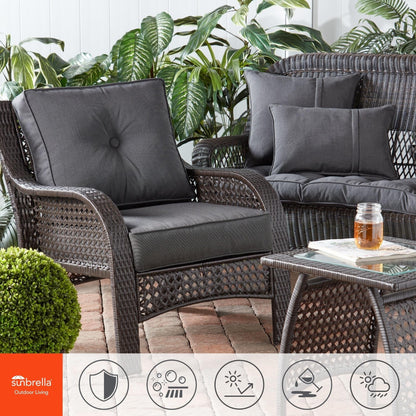 Ensemble de coussins d'extérieur à siège profond Sunbrella de qualité supérieure, 2 pièces