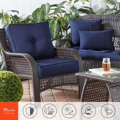 Ensemble de coussins d'extérieur à siège profond Sunbrella de qualité supérieure, 2 pièces