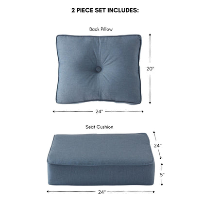 Ensemble de coussins d'extérieur à siège profond Sunbrella de qualité supérieure, 2 pièces