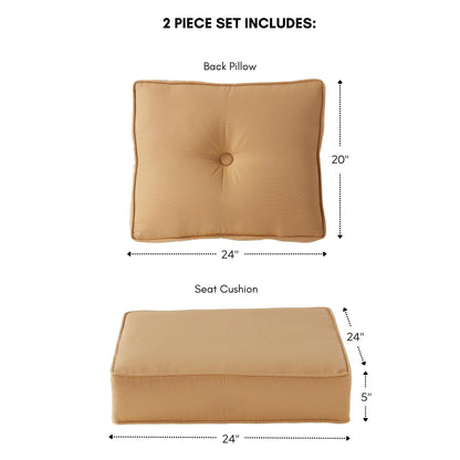Ensemble de coussins d'extérieur à siège profond Sunbrella de qualité supérieure, 2 pièces