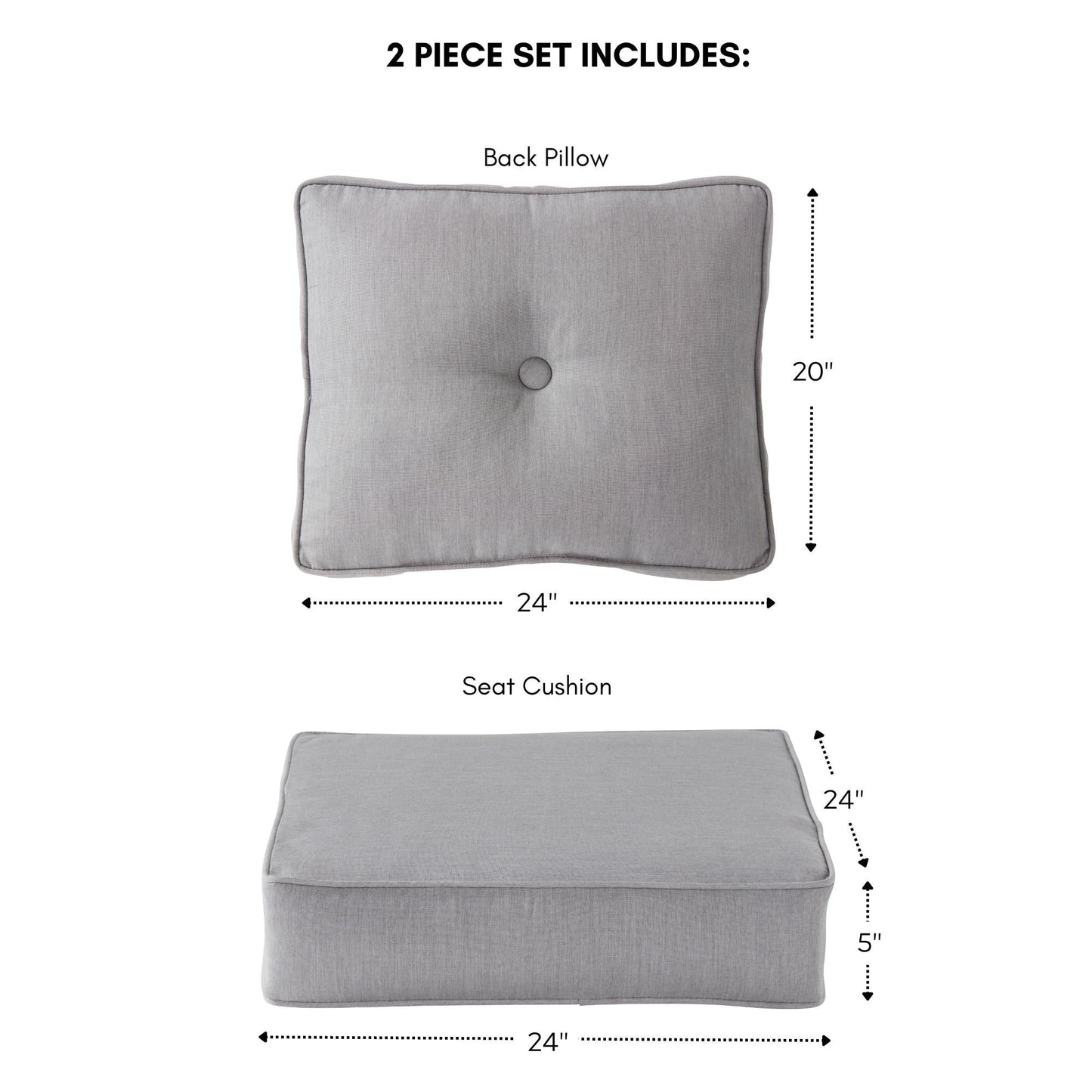 Ensemble de coussins d'extérieur à siège profond Sunbrella de qualité supérieure, 2 pièces
