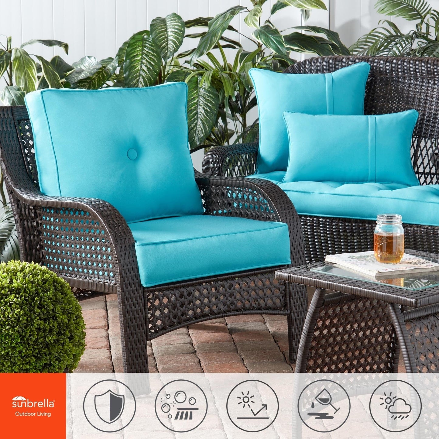 Ensemble de coussins d'extérieur à siège profond Sunbrella de qualité supérieure, 2 pièces