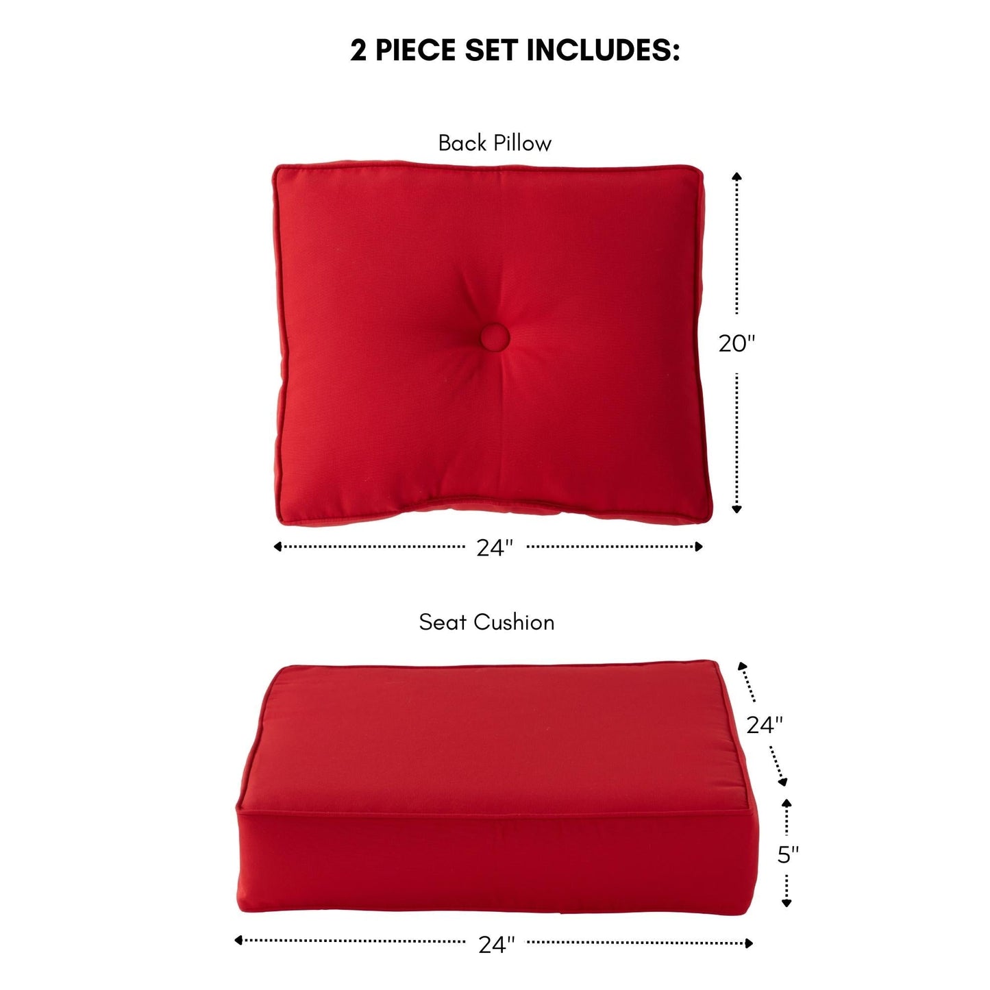 Ensemble de coussins d'extérieur à siège profond Sunbrella de qualité supérieure, 2 pièces