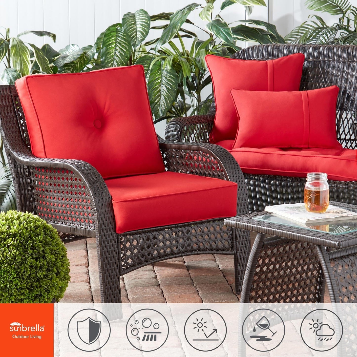Ensemble de coussins d'extérieur à siège profond Sunbrella de qualité supérieure, 2 pièces