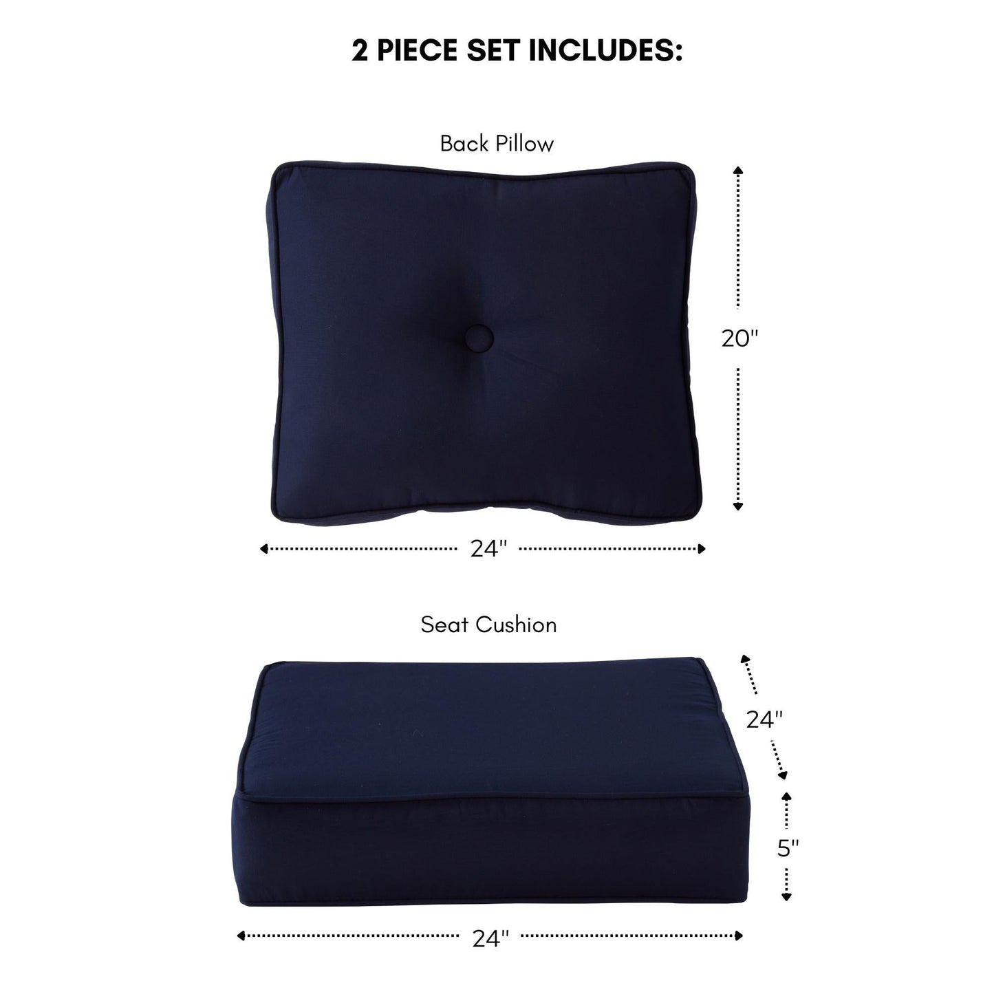 Ensemble de coussins d'extérieur à siège profond Sunbrella de qualité supérieure, 2 pièces