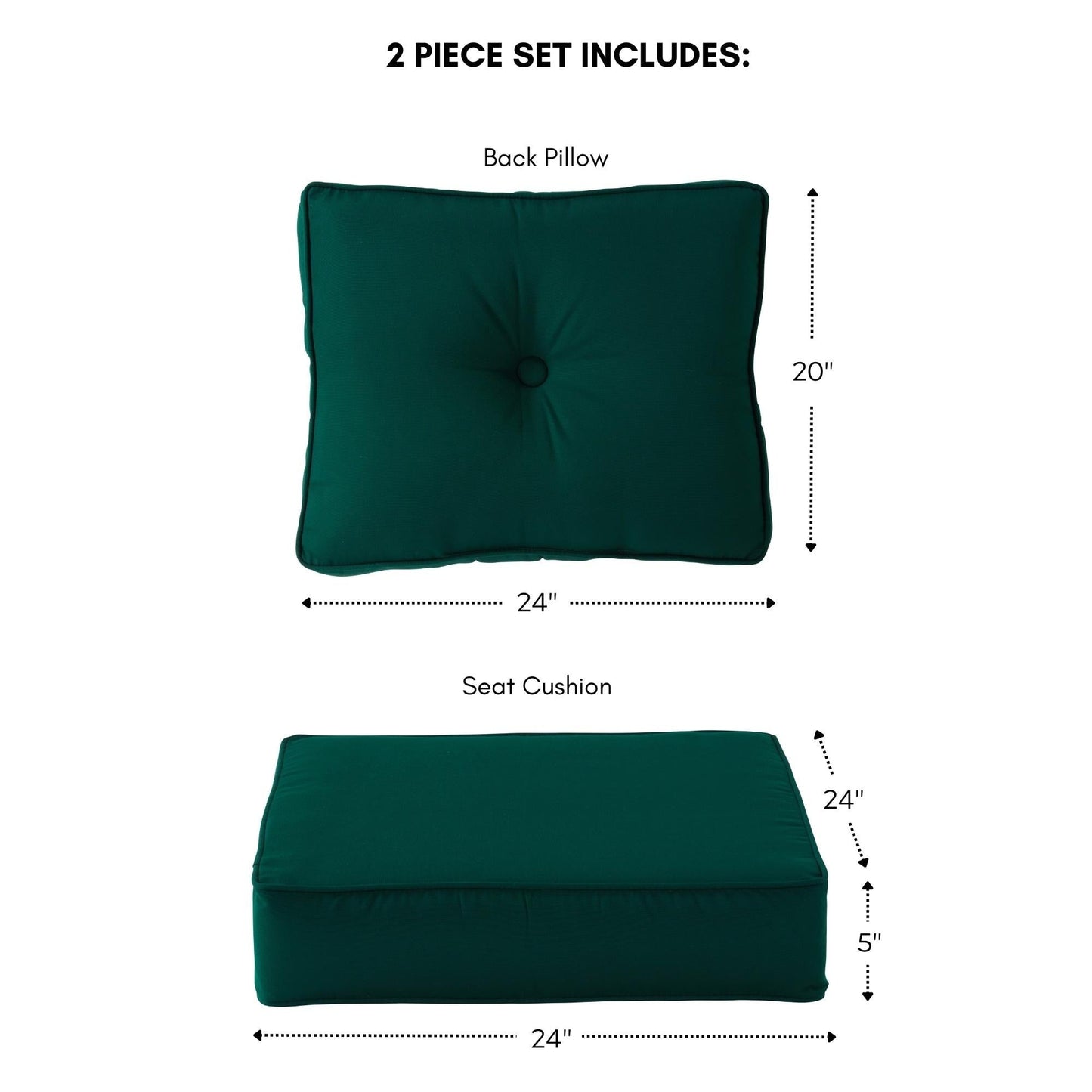 Ensemble de coussins d'extérieur à siège profond Sunbrella de qualité supérieure, 2 pièces