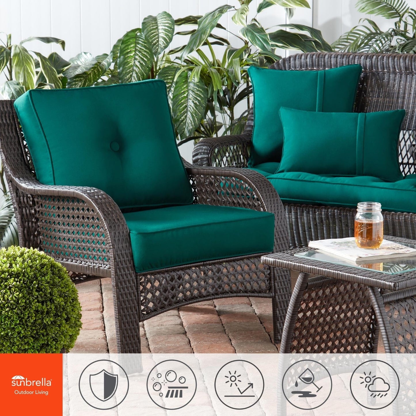 Ensemble de coussins d'extérieur à siège profond Sunbrella de qualité supérieure, 2 pièces