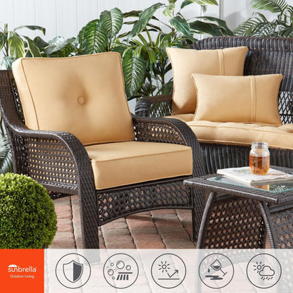 Ensemble de coussins d'extérieur à siège profond Sunbrella de qualité supérieure, 2 pièces