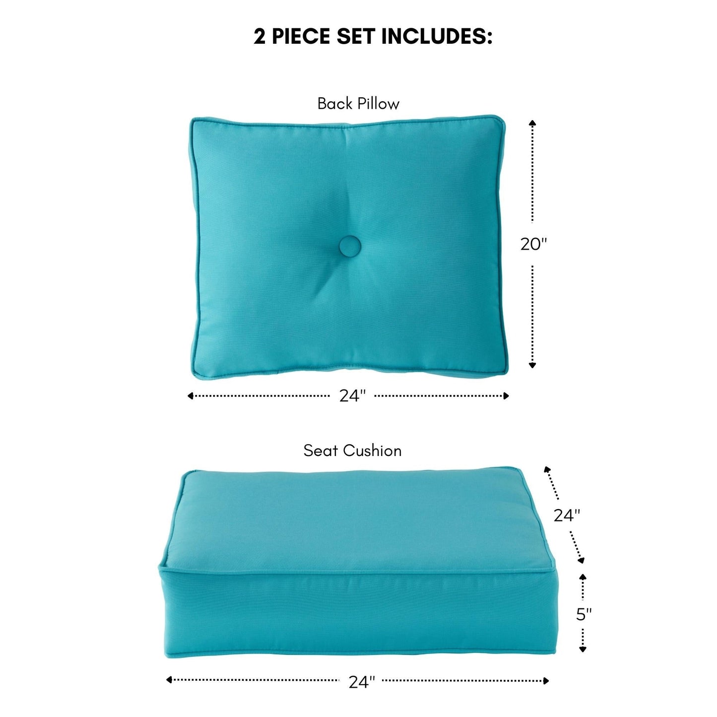 Ensemble de coussins d'extérieur à siège profond Sunbrella de qualité supérieure, 2 pièces