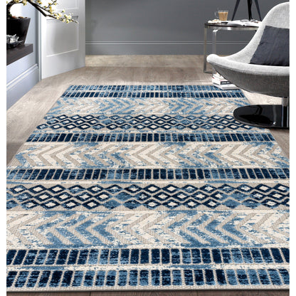 Tapis d'intérieur/extérieur géométrique vieilli World Rug Gallery