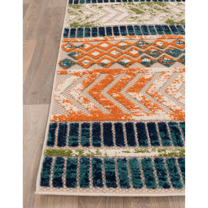 Tapis d'intérieur/extérieur géométrique vieilli World Rug Gallery