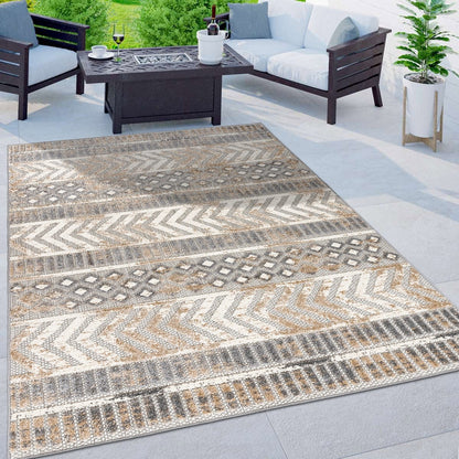 Tapis d'intérieur/extérieur géométrique vieilli World Rug Gallery