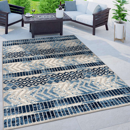 Tapis d'intérieur/extérieur géométrique vieilli World Rug Gallery