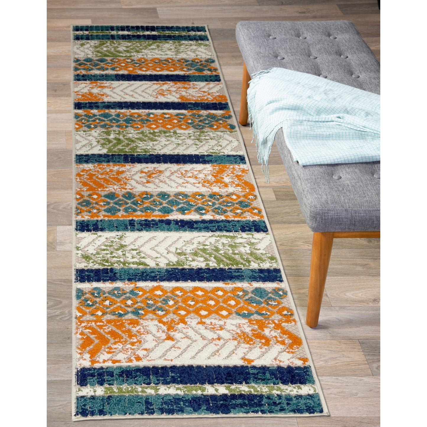 Tapis d'intérieur/extérieur géométrique vieilli World Rug Gallery