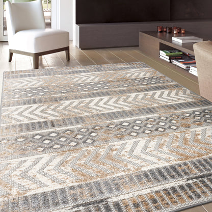 Tapis d'intérieur/extérieur géométrique vieilli World Rug Gallery