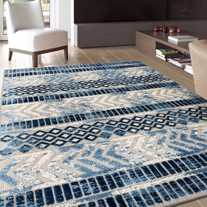Tapis d'intérieur/extérieur géométrique vieilli World Rug Gallery