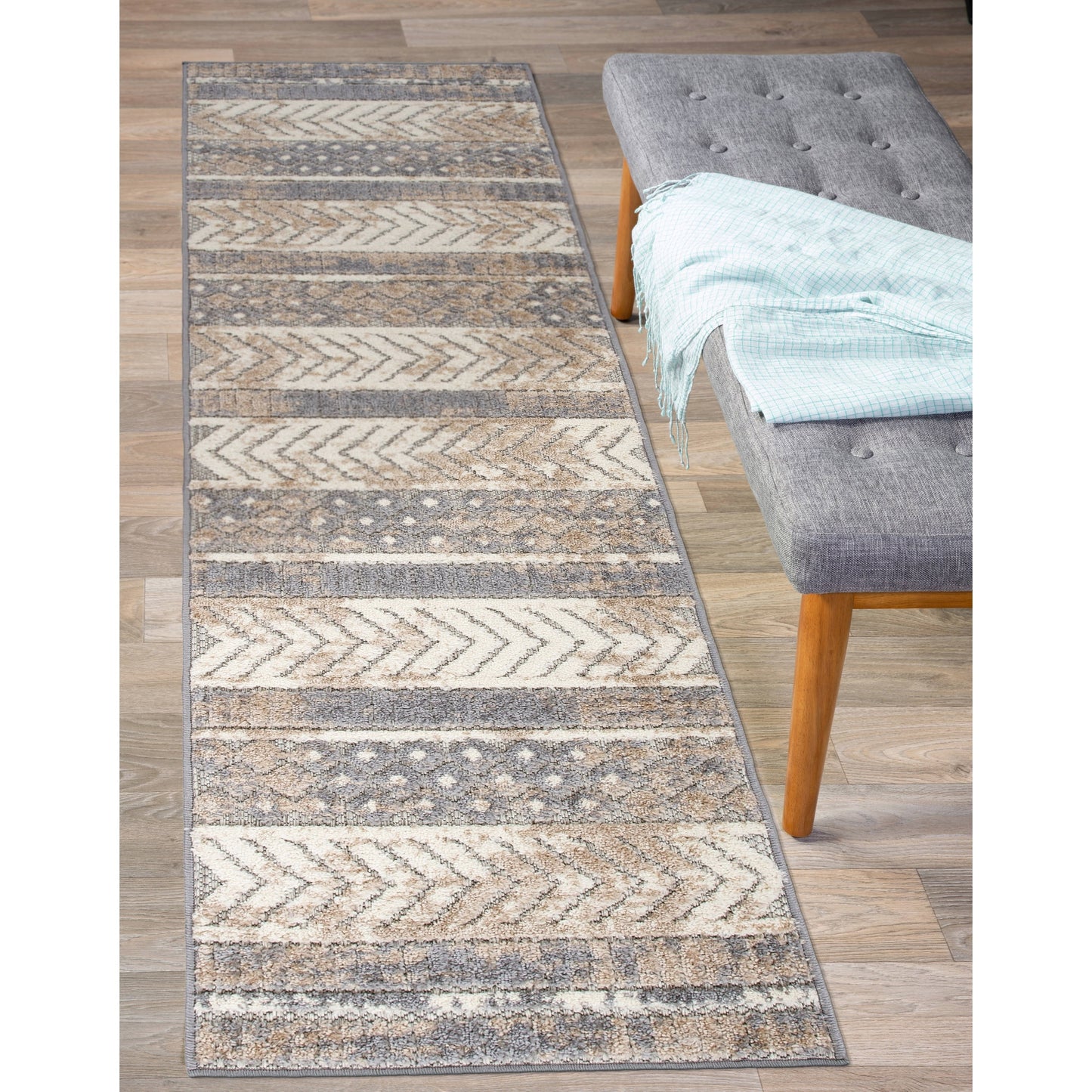 Tapis d'intérieur/extérieur géométrique vieilli World Rug Gallery